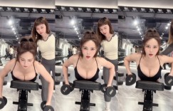 【大发娱乐】這是練哪裡？肝連妹周苗苗舉啞鈴上上下下　巨乳都被壓扁了