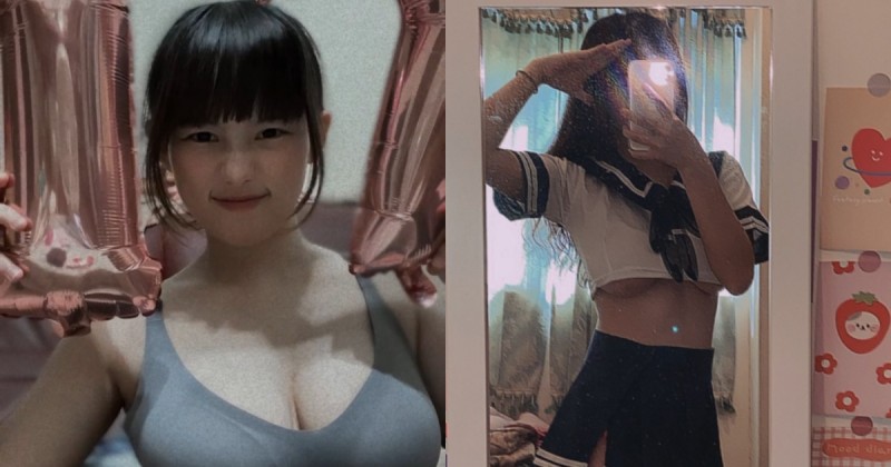 超兇猛高中妹子「奶油」，飽滿巨乳沒在藏！網友驚呼：小小年紀就在用推特