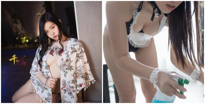 「巨乳正妹」菈菈色氣滿滿的清潔服務,不愛穿衣服的妹子果然最棒啦!