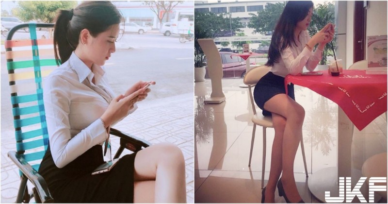 買車了啦！「大奶長腿美女業務」身材太兇猛！制服襯衫下「飽滿形狀」都快撐出來了！