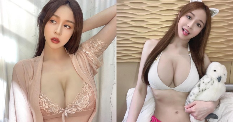 在家防疫也辣翻！「Lena 莉娜」粉紅睡袍露雪白豪乳，好想和她宅一起！