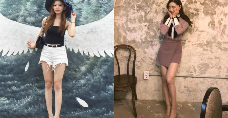 正妹上衣擠壓「可愛圓乳」形狀明顯，激短褲大秀「嫩白長腿」，畫面不科學呀！