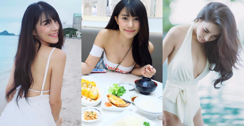 好驚險！「泰國楊丞琳」夾菜向前傾胸前兩顆快掉出來！差點就要加菜了…