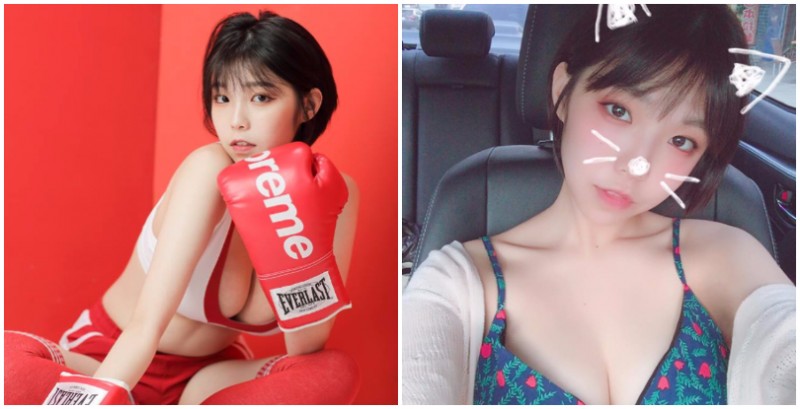 極上「童顏巨乳」！韓系外拍正妹超萌臉蛋配上「乳浪深溝」，畫面實在太美好！